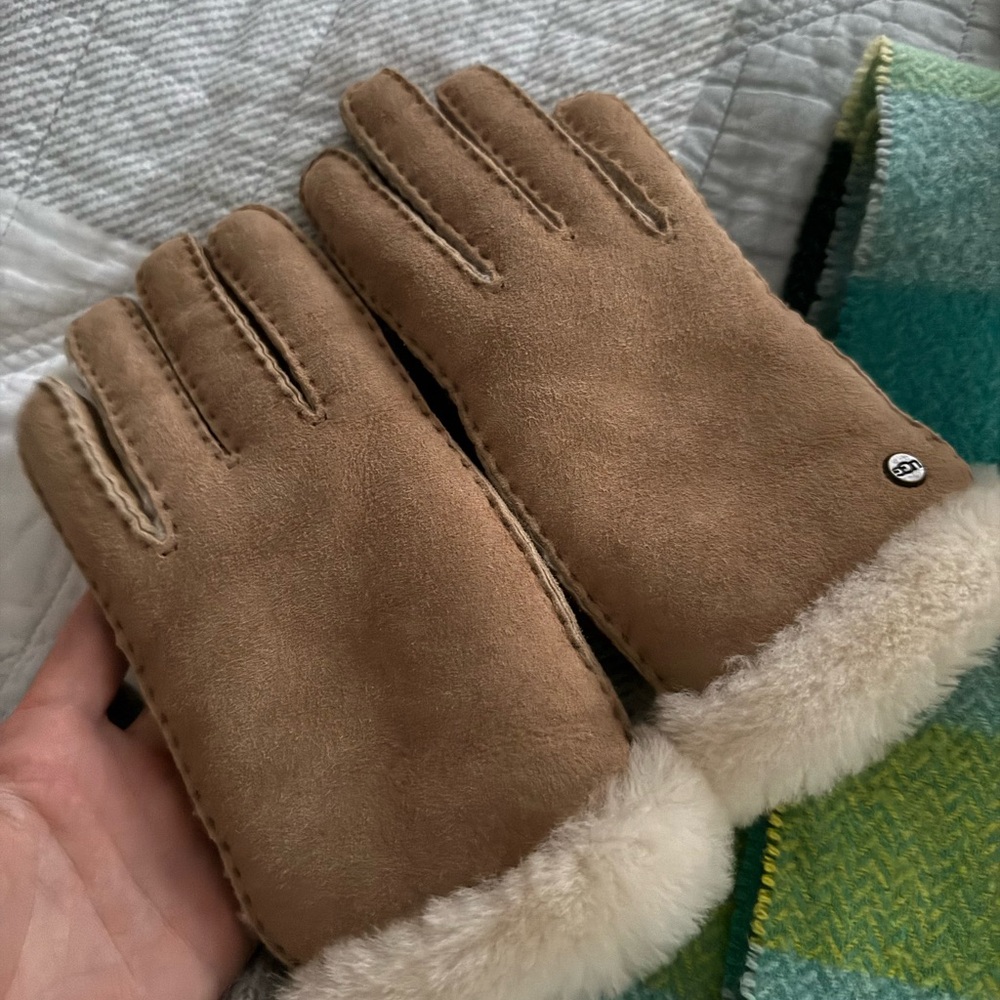Shearling-Lined Tan Gloves UGG